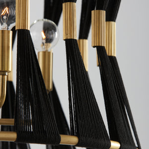 Capital Lighting - 341161KP - Six Light Pendant - Bianca - Black Rope and Patinaed Brass