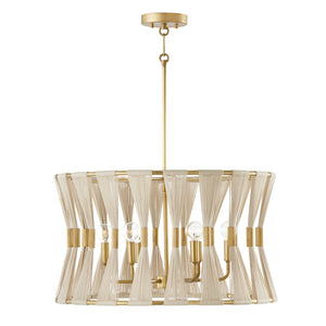Capital Lighting - 341161NP - Six Light Pendant - Bianca - Bleached Natural Rope and Patinaed Brass