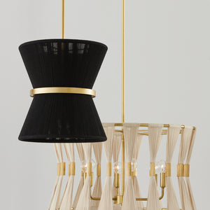 Capital Lighting - 341161NP - Six Light Pendant - Bianca - Bleached Natural Rope and Patinaed Brass