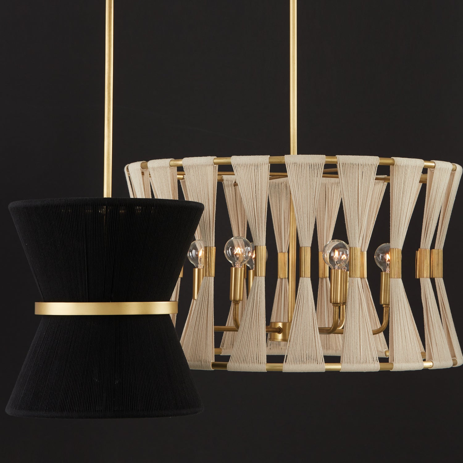 Capital Lighting - 341161NP - Six Light Pendant - Bianca - Bleached Natural Rope and Patinaed Brass
