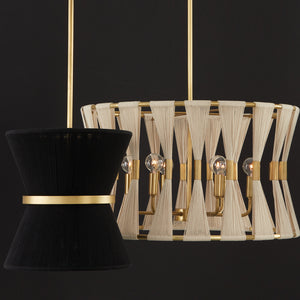 Capital Lighting - 341161NP - Six Light Pendant - Bianca - Bleached Natural Rope and Patinaed Brass