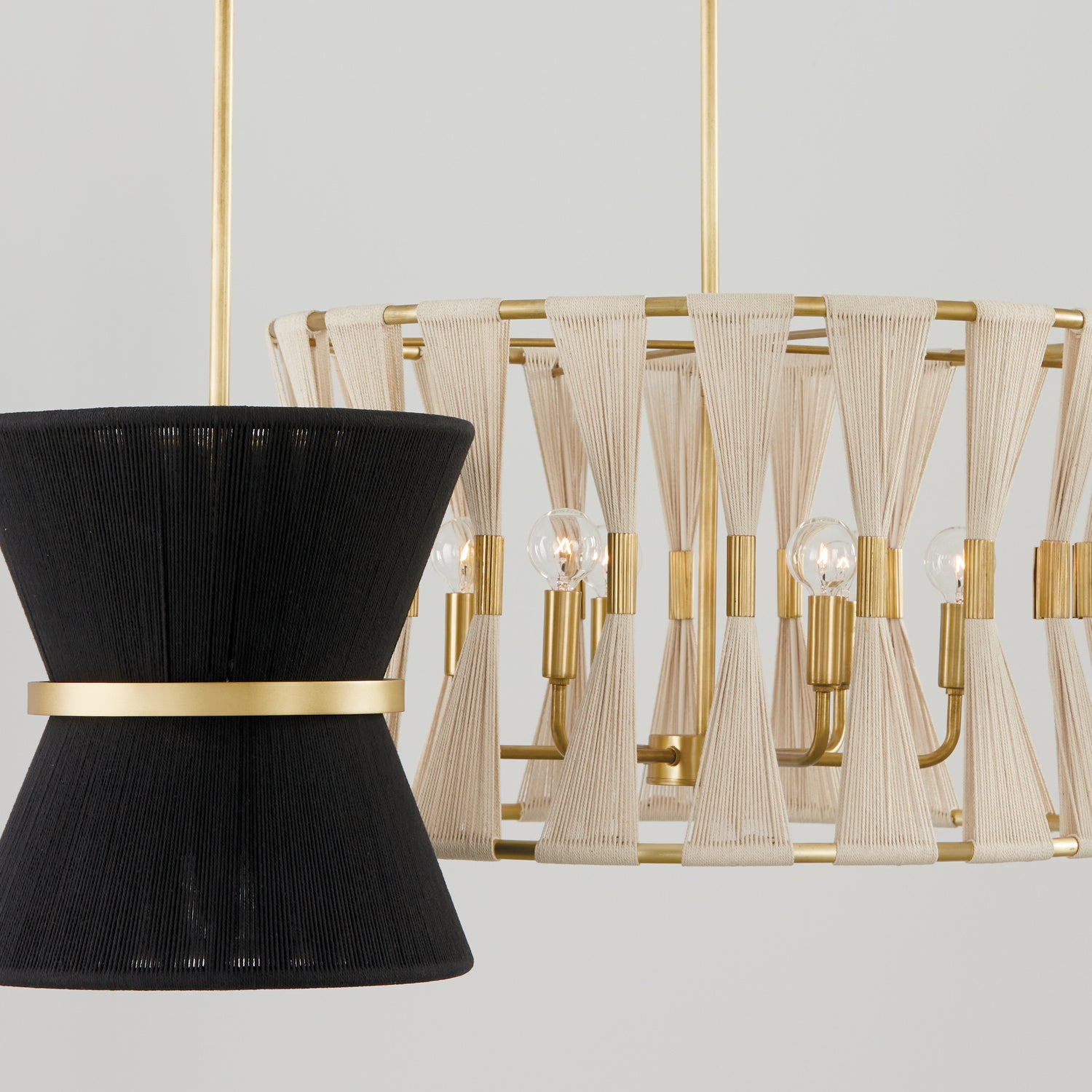 Capital Lighting - 341161NP - Six Light Pendant - Bianca - Bleached Natural Rope and Patinaed Brass