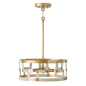 Capital Lighting - 241031NL - Three Light Semi Flush Mount - Hala - Bleached Natural Jute and Patinaed Brass