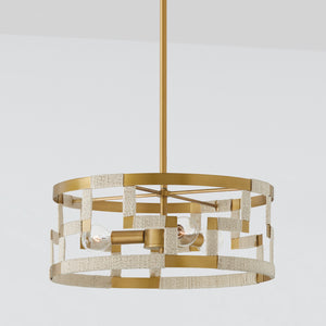 Capital Lighting - 241031NL - Three Light Semi Flush Mount - Hala - Bleached Natural Jute and Patinaed Brass