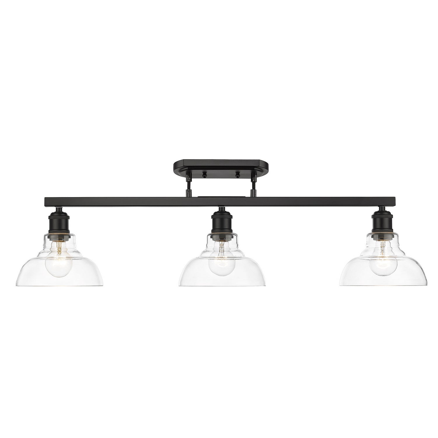 Golden - 0305-3SF BLK-CLR - Three Light Semi-Flush Mount - Carver BLK - Matte Black