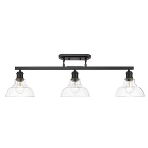 Golden - 0305-3SF BLK-CLR - Three Light Semi-Flush Mount - Carver BLK - Matte Black