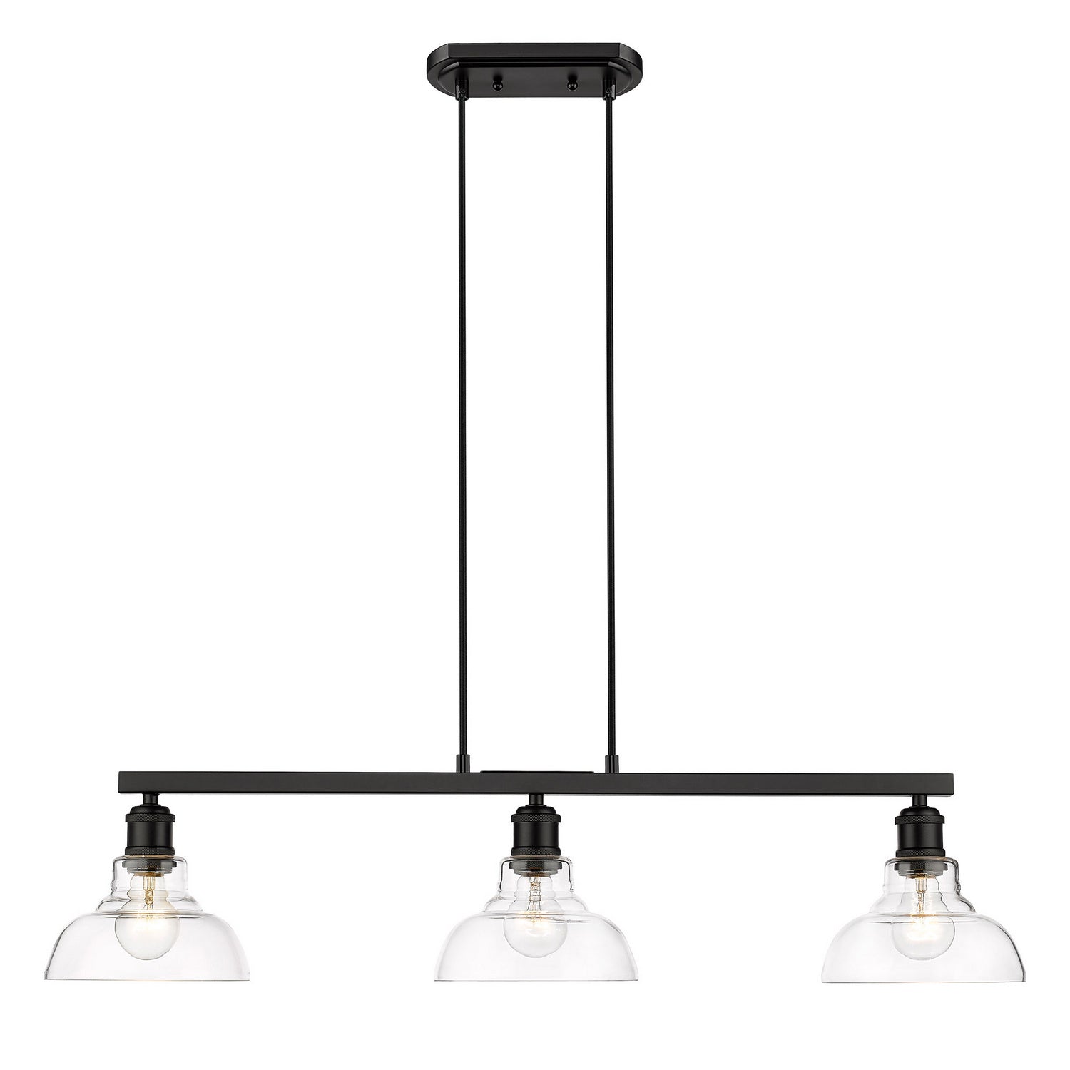 Golden - 0305-LP BLK-CLR - Three Light Linear Pendant - Carver BLK - Matte Black