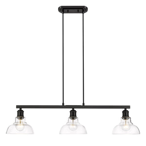 Golden - 0305-LP BLK-CLR - Three Light Linear Pendant - Carver BLK - Matte Black