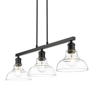 Golden - 0305-LP BLK-CLR - Three Light Linear Pendant - Carver BLK - Matte Black