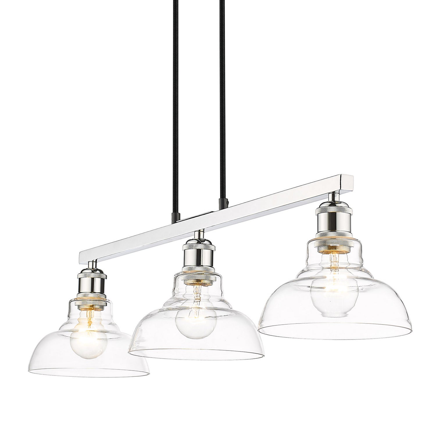 Golden - 0305-LP CH-CLR - Three Light Linear Pendant - Carver CH - Chrome