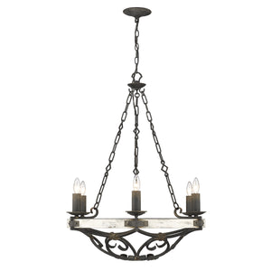 Golden - 1821-6 ABI-CDW - Six Light Chandelier - Madera ABI - Antique Black Iron