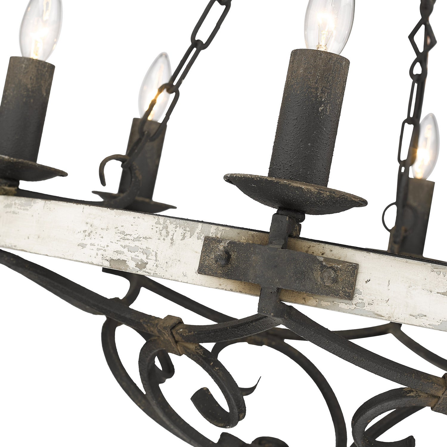 Golden - 1821-6 ABI-CDW - Six Light Chandelier - Madera ABI - Antique Black Iron