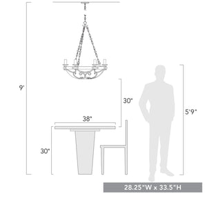 Golden - 1821-6 ABI-CDW - Six Light Chandelier - Madera ABI - Antique Black Iron