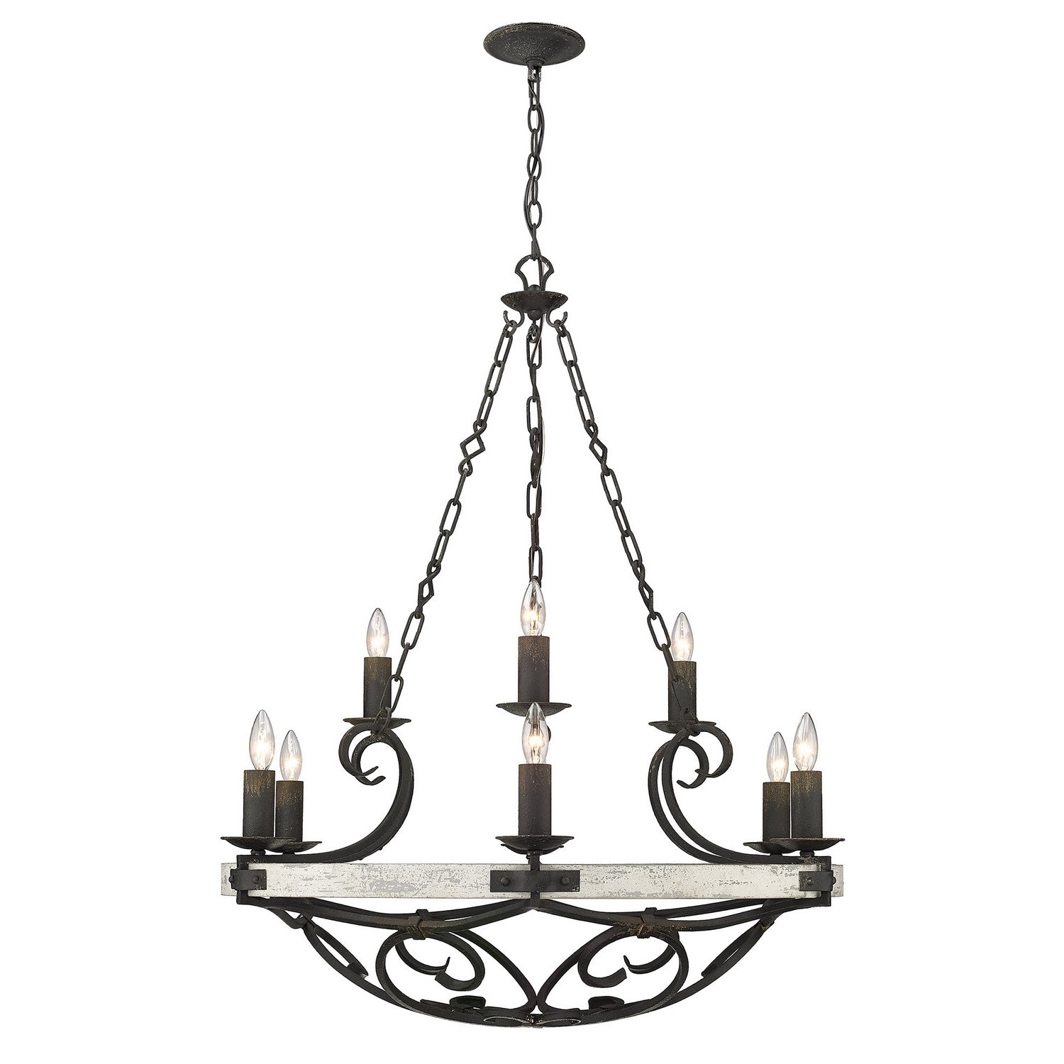 Golden - 1821-9 ABI-CDW - Nine Light Chandelier - Madera ABI - Antique Black Iron