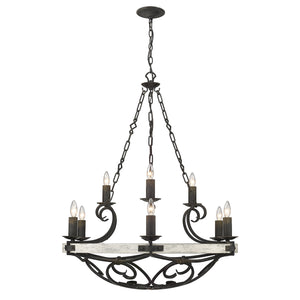 Golden - 1821-9 ABI-CDW - Nine Light Chandelier - Madera ABI - Antique Black Iron