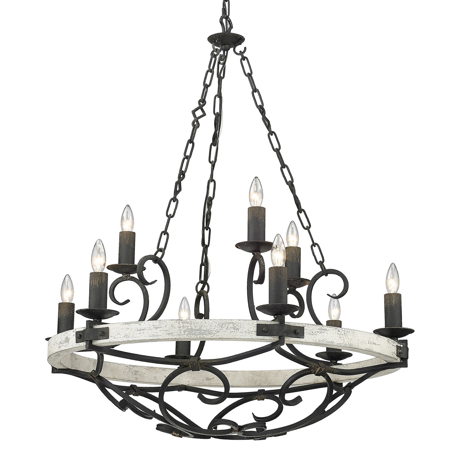 Golden - 1821-9 ABI-CDW - Nine Light Chandelier - Madera ABI - Antique Black Iron