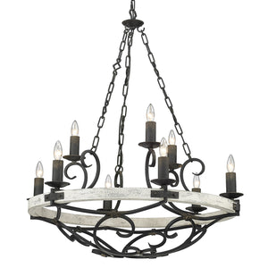 Golden - 1821-9 ABI-CDW - Nine Light Chandelier - Madera ABI - Antique Black Iron