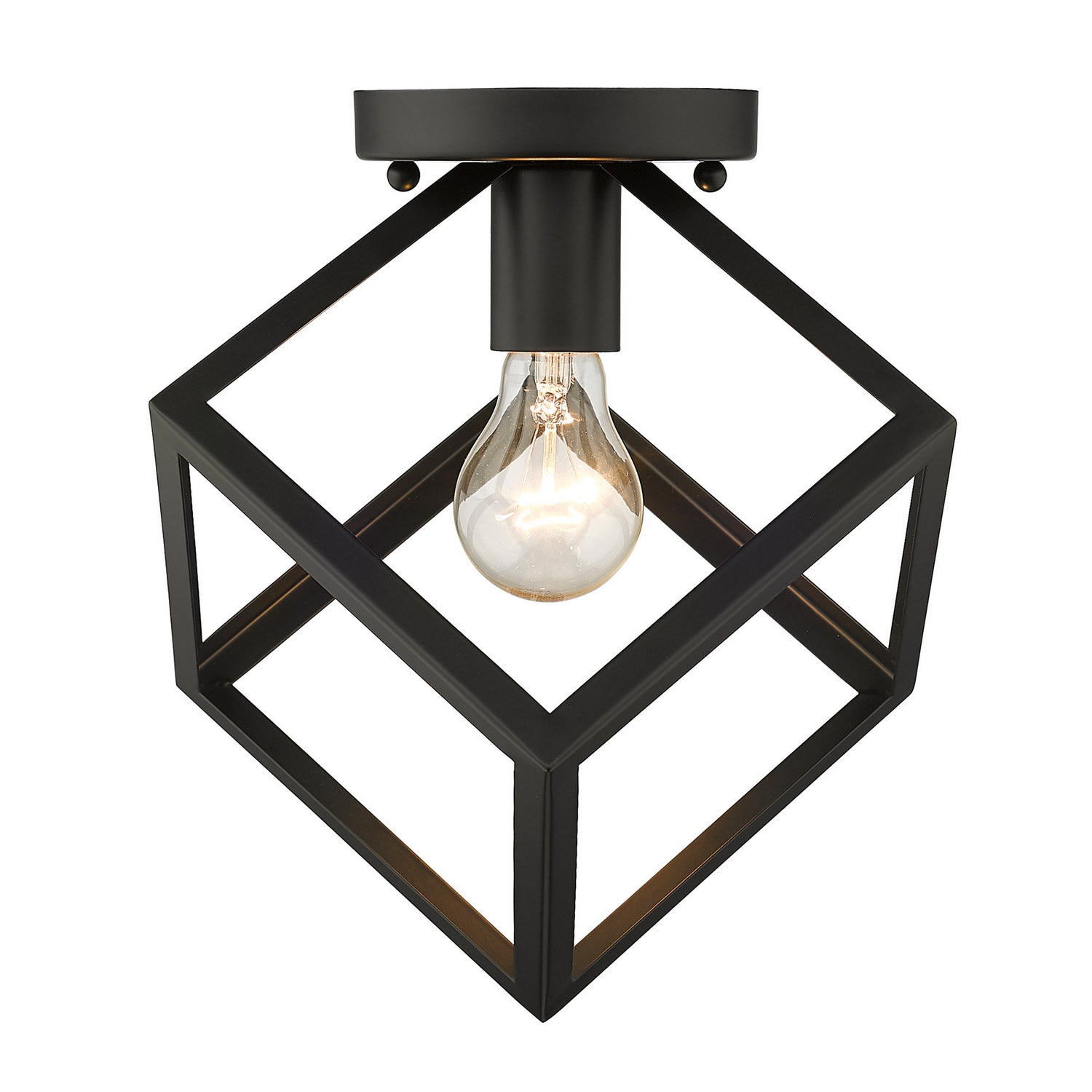 Golden - 2086-FM BLK - One Light Flush Mount - Cassio BLK - Matte Black