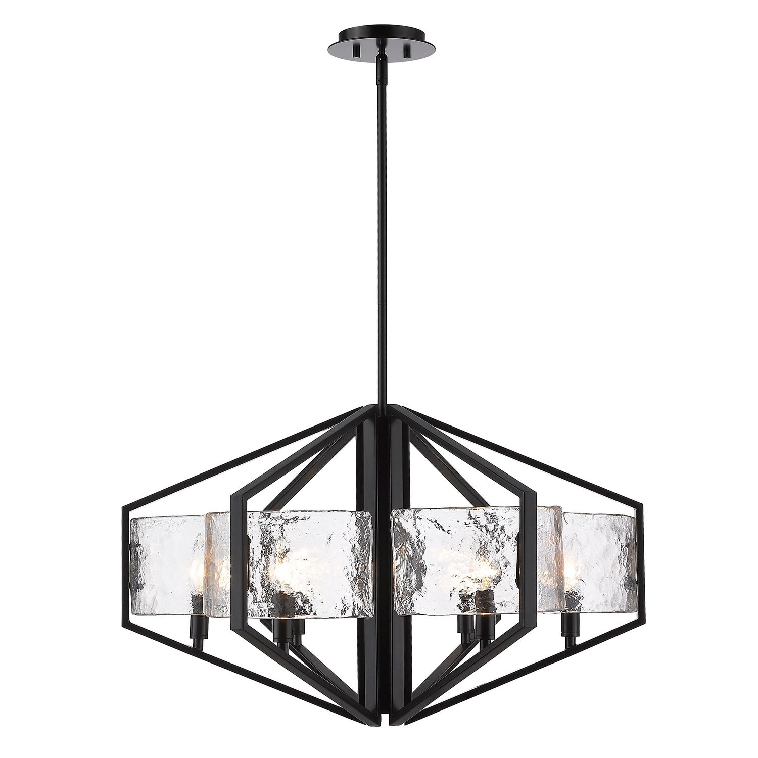 Golden - 3162-6 BLK-HWG - Six Light Chandelier - Varsha - Matte Black