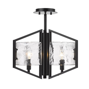 Golden - 3162-SF BLK-HWG - Three Light Semi-Flush Mount - Varsha - Matte Black