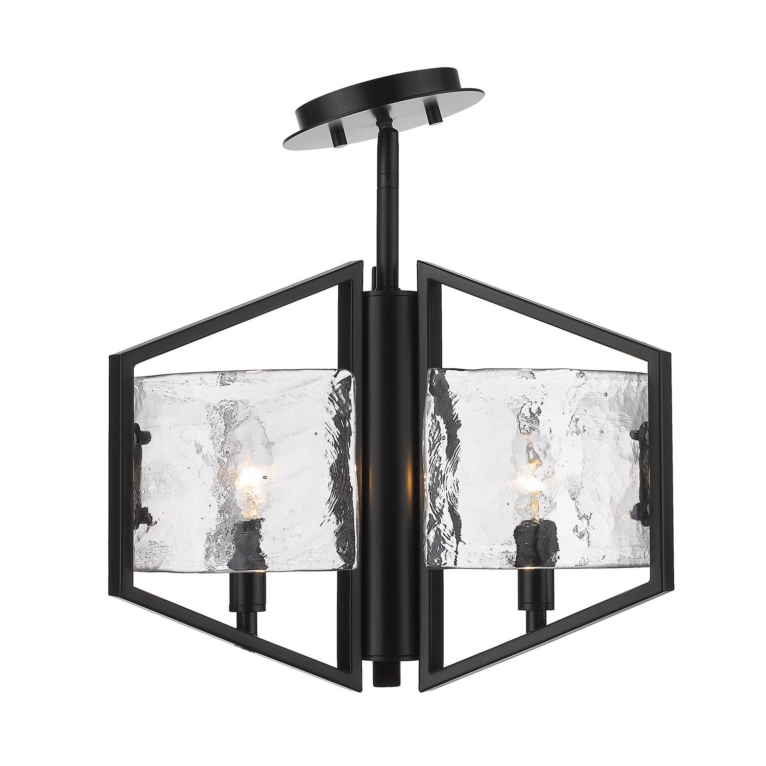 Golden - 3162-SF BLK-HWG - Three Light Semi-Flush Mount - Varsha - Matte Black