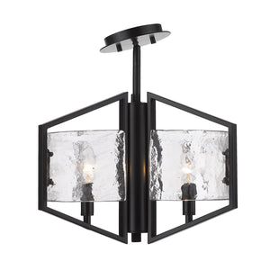 Golden - 3162-SF BLK-HWG - Three Light Semi-Flush Mount - Varsha - Matte Black