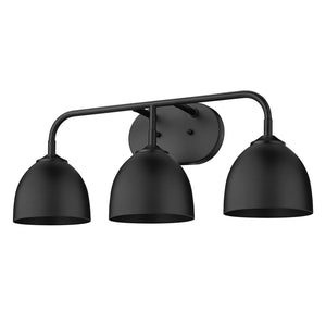 Golden - 6956-BA3 BLK-BLK - Three Light Bath Vanity - Zoey BLK - Matte Black