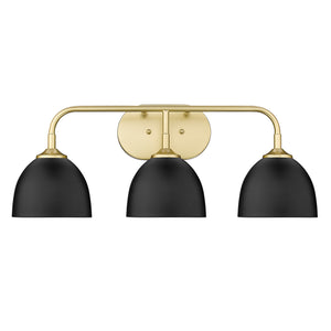 Golden - 6956-BA3 OG-BLK - Three Light Bath Vanity - Zoey OG - Olympic Gold