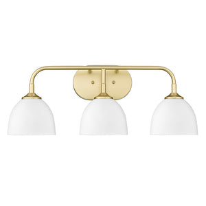 Golden - 6956-BA3 OG-WHT - Three Light Bath Vanity - Zoey OG - Olympic Gold