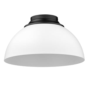 Golden - 6956-FM BLK-WHT - Three Light Flush Mount - Zoey BLK - Matte Black