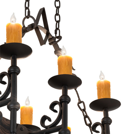 Meyda Tiffany - 234824 - 12 Light Chandelier - Tudor - Wrought Iron/Wood Grain