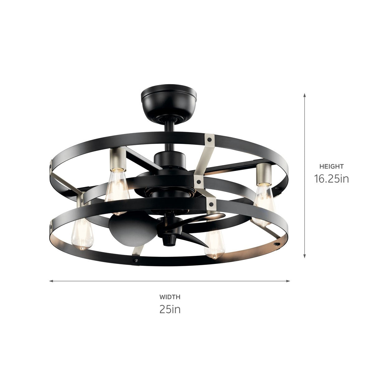 Kichler - 300040SBK - 13"Ceiling Fan - Cavelli - Satin Black