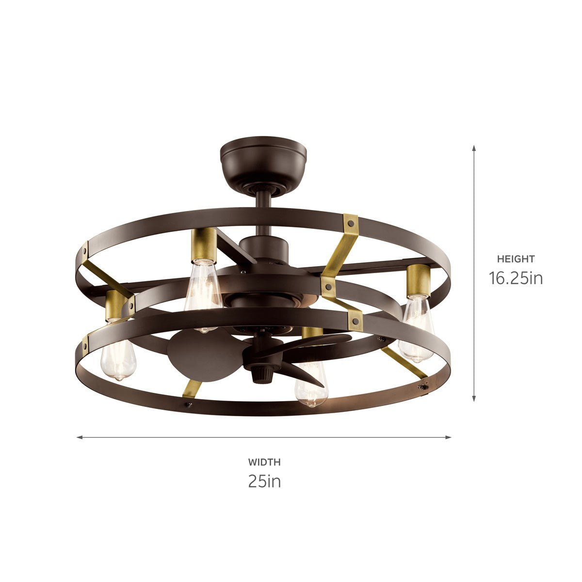 Kichler - 300040SNB - 13"Ceiling Fan - Cavelli - Satin Natural Bronze