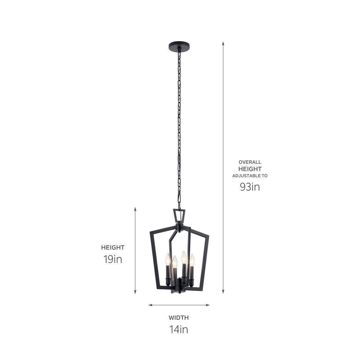 Kichler - 43498BK - Four Light Pendant - Abbotswell - Black