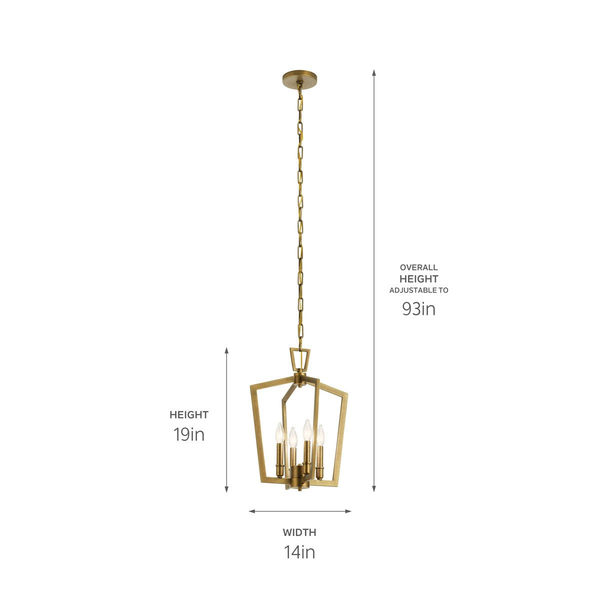 Kichler - 43498NBR - Four Light Pendant - Abbotswell - Natural Brass