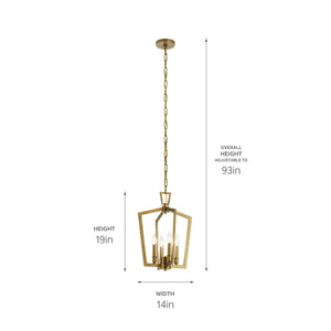 Kichler - 43498NBR - Four Light Pendant - Abbotswell - Natural Brass