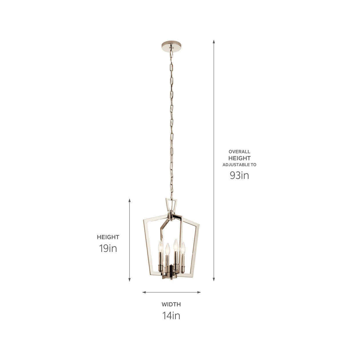 Kichler - 43498PN - Four Light Pendant - Abbotswell - Polished Nickel