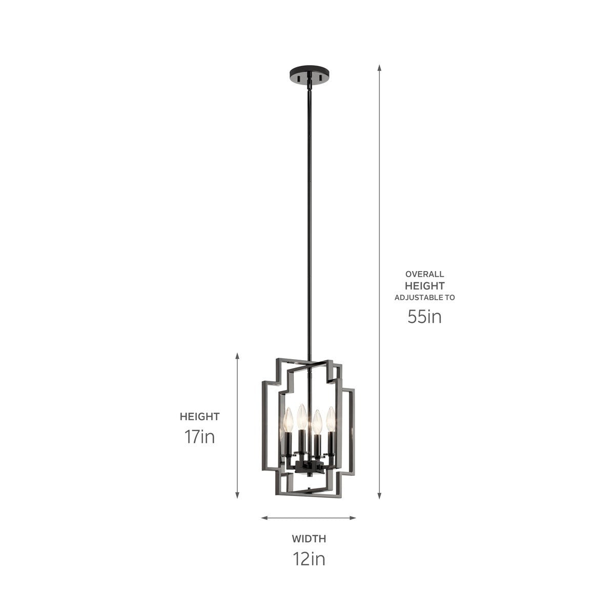 Kichler - 43964MCH - Four Light Pendant - Downtown Deco - Midnight Chrome