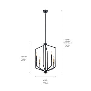 Kichler - 52351BK - Four Light Foyer Pendant - Armand - Black