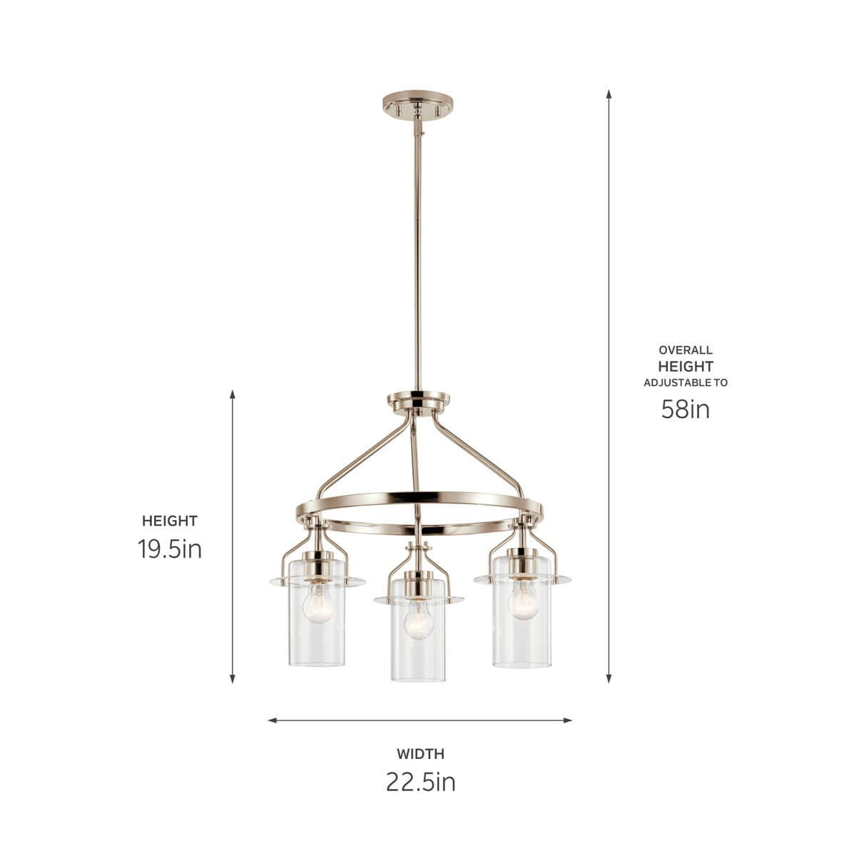 Kichler - 52377PN - Three Light Pendant - Everett - Polished Nickel