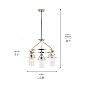 Kichler - 52377PN - Three Light Pendant - Everett - Polished Nickel