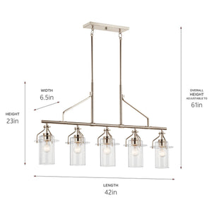 Kichler - 52379PN - Five Light Linear Chandelier - Everett - Polished Nickel