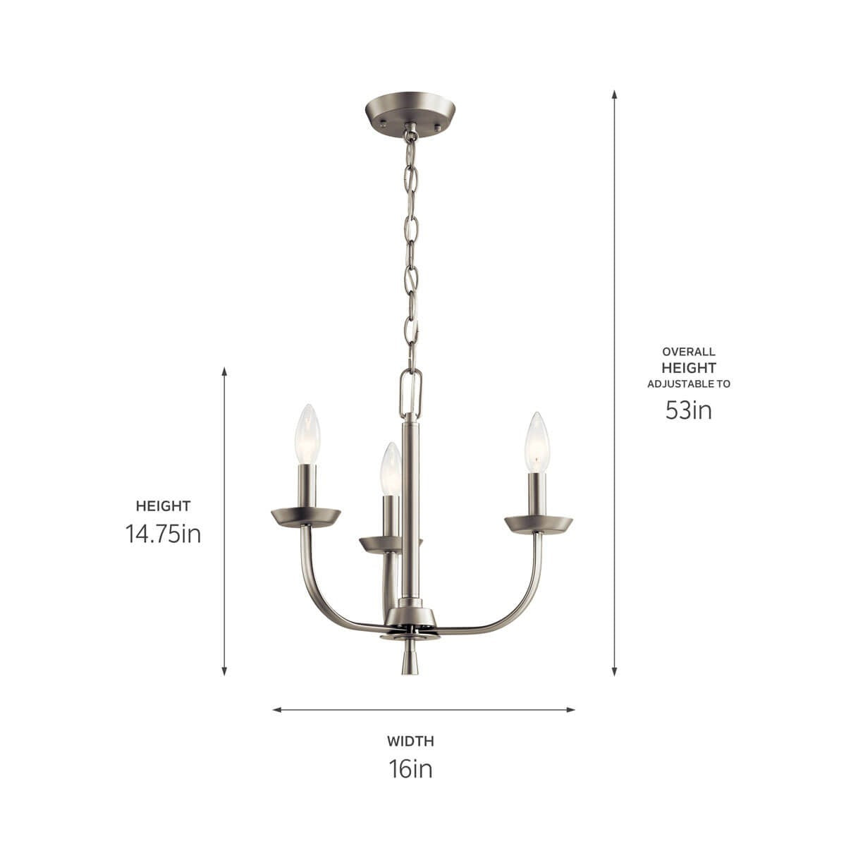 Kichler - 52383NI - Three Light Mini Chandelier - Kennewick - Brushed Nickel