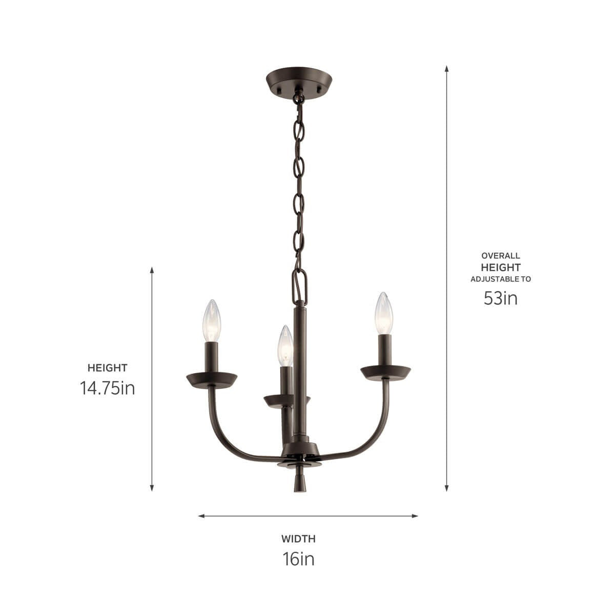 Kichler - 52383OZ - Three Light Mini Chandelier - Kennewick - Olde Bronze