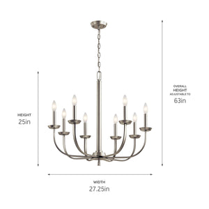 Kichler - 52388NI - Eight Light Chandelier - Kennewick - Brushed Nickel