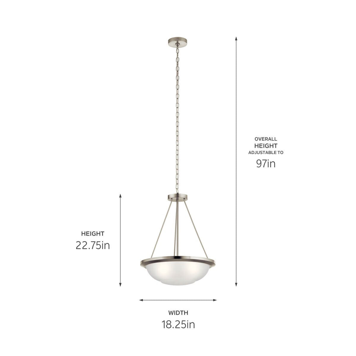 Kichler - 52393NI - Three Light Pendant - Ritson - Brushed Nickel