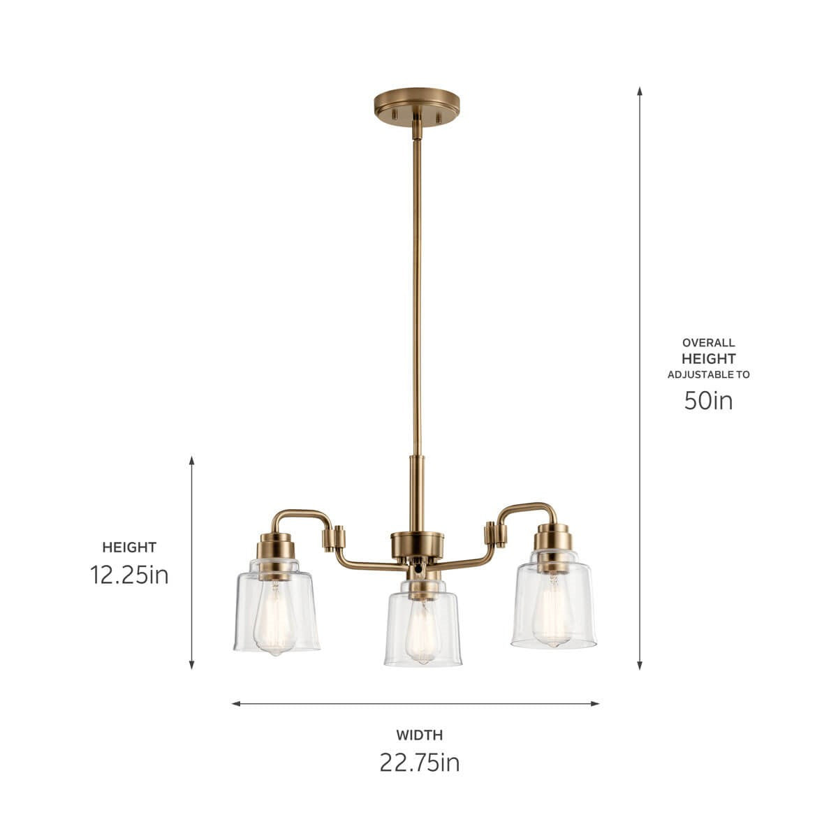 Kichler - 52397WBR - Three Light Chandelier - Aivian - Weathered Brass