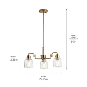 Kichler - 52397WBR - Three Light Chandelier - Aivian - Weathered Brass