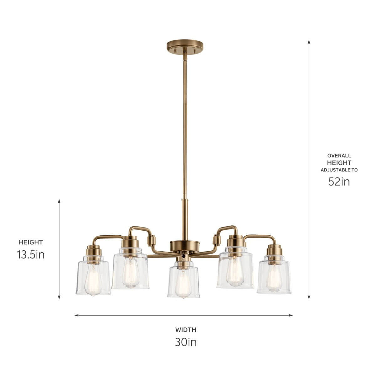 Kichler - 52398WBR - Five Light Chandelier - Aivian - Weathered Brass