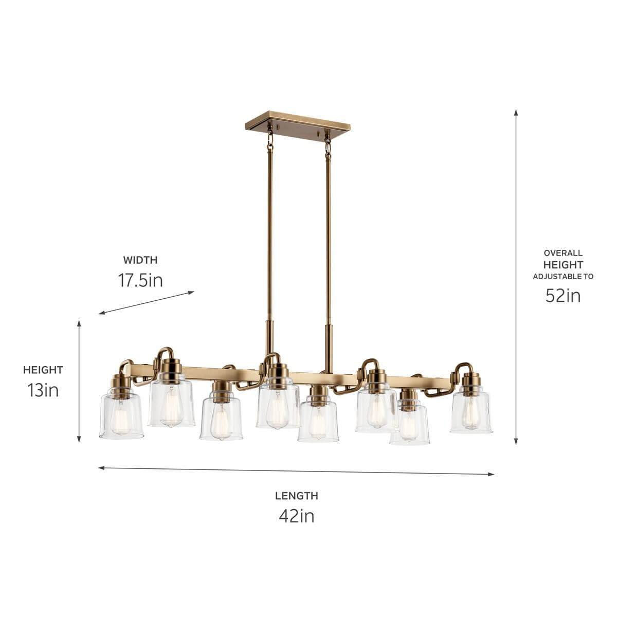 Kichler - 52400WBR - Eight Light Linear Chandelier - Aivian - Weathered Brass